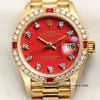 Rolex Lady DateJust 18K Yellow Gold Red Stella Diamond & Ruby Bezel Second Hand Watch Collectors 2