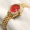 Rolex Lady DateJust 18K Yellow Gold Red Stella Diamond & Ruby Bezel Second Hand Watch Collectors 3
