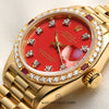 Rolex Lady DateJust 18K Yellow Gold Red Stella Diamond & Ruby Bezel Second Hand Watch Collectors 4