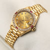 Rolex Lady DateJust 18K Yellow Gold Ruby Diamond Second Hand Watch Collectors 3