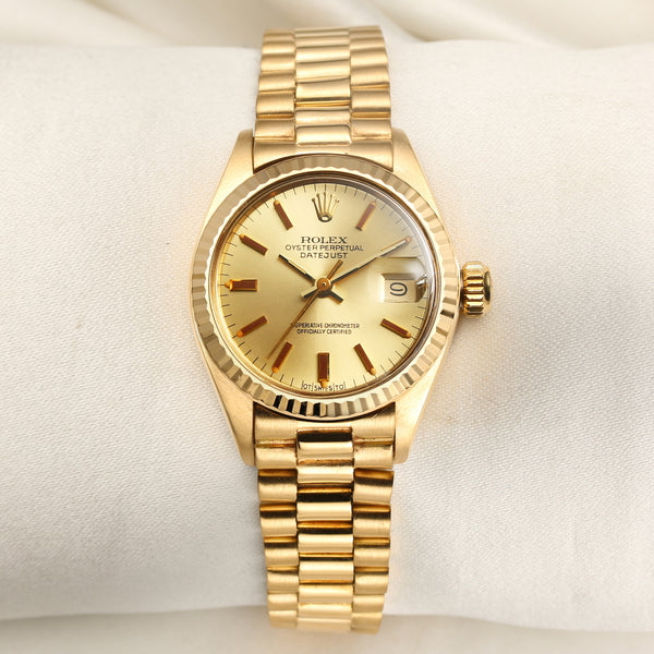 Rolex Lady DateJust 18K Yellow Gold Second Hand Watch COllectors 1
