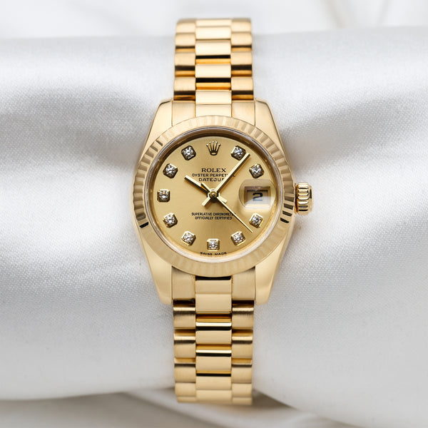 Rolex Lady DateJust 18K Yellow Gold Second Hand Watch Collectors 1