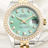 Rolex Lady DateJust 279383RBR Diamond Bezel & Mint Green Tapestry Dial Steel & Gold Second Hand Watch Collectors 2