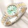 Rolex Lady DateJust 279383RBR Diamond Bezel & Mint Green Tapestry Dial Steel & Gold Second Hand Watch Collectors 3