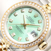 Rolex Lady DateJust 279383RBR Diamond Bezel & Mint Green Tapestry Dial Steel & Gold Second Hand Watch Collectors 4