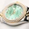 Rolex Lady DateJust 279383RBR Diamond Bezel & Mint Green Tapestry Dial Steel & Gold Second Hand Watch Collectors 5