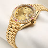 Rolex Lady DateJust 69068 Diamond Dial & Ruby Bezel 18K Yellow Gold Second Hand Watch Collectors 3