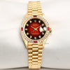 Rolex-Lady-DateJust-69068-Diamond-Ruby-Bezel-Vingette-Degrading-Degrade-Dial-Crown-Collection-18K-Yellow-Gold-Second-Hand-Watch-Collectors-1