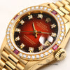 Rolex Lady DateJust 69068 Diamond & Ruby Bezel Vingette Degrading Degrade Dial Crown Collection 18K Yellow Gold Second Hand Watch Collectors 4