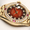 Rolex Lady DateJust 69068 Diamond & Ruby Bezel Vingette Degrading Degrade Dial Crown Collection 18K Yellow Gold Second Hand Watch Collectors 5