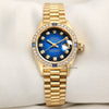 Rolex-Lady-DateJust-69068-Diamond-Sapphire-Bezel-Vingette-Degrading-Degrade-Dial-Crown-Collection-18K-Yellow-Gold-Second-Hand-Watch-Collectors-1