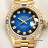 Rolex Lady DateJust 69068 Diamond & Sapphire Bezel Vingette Degrading Degrade Dial Crown Collection 18K Yellow Gold Second Hand Watch Collectors 2