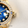 Rolex Lady DateJust 69068 Diamond & Sapphire Bezel Vingette Degrading Degrade Dial Crown Collection 18K Yellow Gold Second Hand Watch Collectors 3