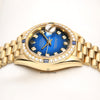 Rolex Lady DateJust 69068 Diamond & Sapphire Bezel Vingette Degrading Degrade Dial Crown Collection 18K Yellow Gold Second Hand Watch Collectors 5