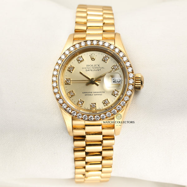 Rolex Lady DateJust 69138 18K Yellow Gold Diamond Bezel Second Hand Watch Collectors 1
