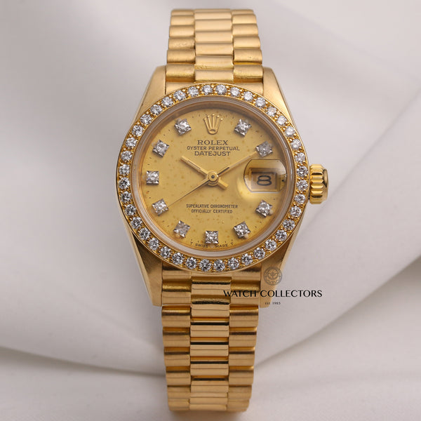 Rolex-Lady-DateJust-69138-Diamond-Dial-Bezel-18K-Yellow-Gold-Second-Hand-Watch-Collectors-1