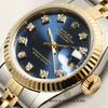 Rolex Lady DateJust 69173 Steel & Gold Blue Diamond Dial Second Hand Watch Collectors 4