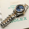 Rolex Lady DateJust 69173 Steel & Gold Blue Diamond Dial Second Hand Watch Collectors 8