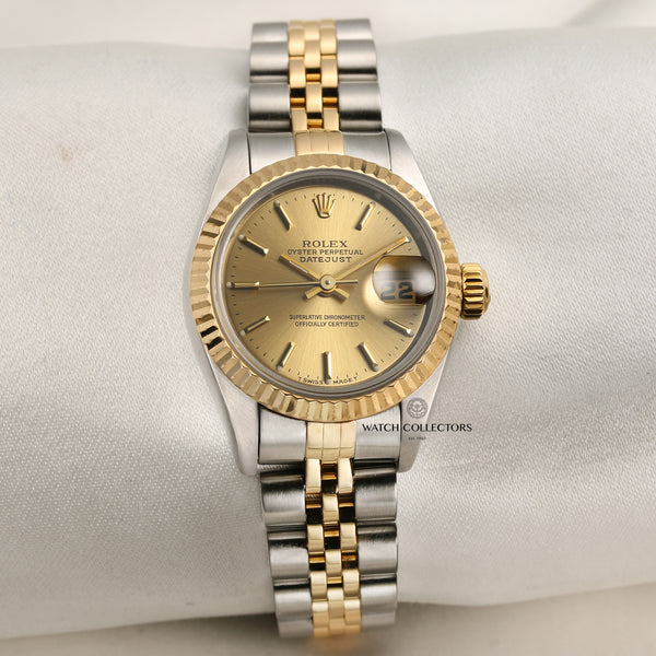 Rolex Lady DateJust 69173 Steel & Gold Champagne Dial Second Hand Watch Collectors 1