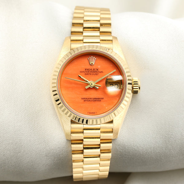 Rolex Lady DateJust 69178 18K Yellow Gold Coral Dial Second Hand Watch Collectors 1