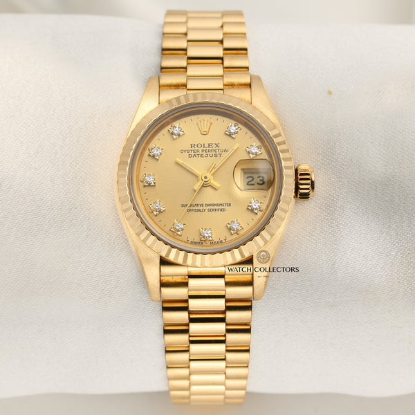 Rolex Lady DateJust 69178 18K Yellow Gold Diamond Second Hand Watch Collectors 1