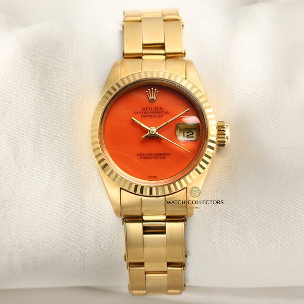 Rolex Lady DateJust 69178 Coral Dial 18K Yellow Gold Second Hand Watch Collectors 1