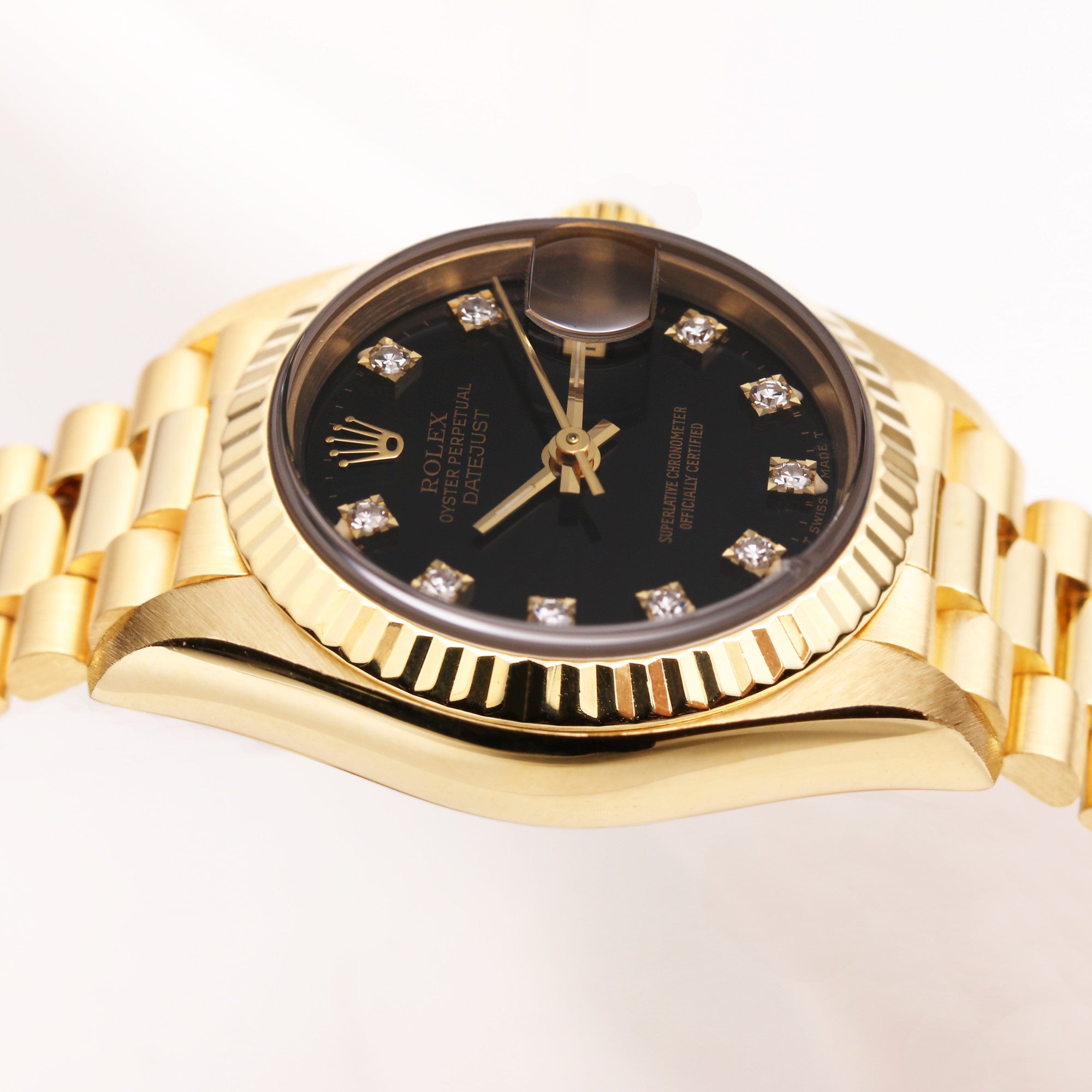 Rolex Lady DateJust 69178 Diamond Black Dial 18K Yellow Gold Second Hand Watch Collectors (10)