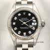 Rolex Lady DateJust 79174 Stainless Steel 18K White Gold Bezel Black Diamond Dial Second Hand Watch Collectors 2