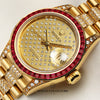 Rolex Lady DateJust Diamond Bracelet Ruby Bezel Second Hand Watch Collectors 4