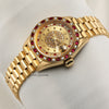 Rolex Lady DateJust Diamond & Ruby Champagne 18K Yellow Gold Second Hand Watch Collectors 3