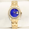 Rolex Lady DateJust Pearlmaster 18K Yellow Gold Lapis Lazuli Diamond Bezel Second Hand Watch Collectors 1