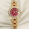 Rolex Lady DateJust Pearlmaster 18K Yellow Gold Rubellite Diamond Dial and Bezel, Ruby & Diamond Bracelet Second Hand Watch Collectors 1