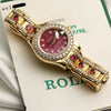 Rolex Lady DateJust Pearlmaster 18K Yellow Gold Rubellite Diamond Dial and Bezel, Ruby & Diamond Bracelet Second Hand Watch Collectors 12