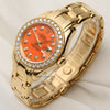 Rolex Lady DateJust Pearlmaster 69298 18K Yellow Gold Diamond Bezel Rare Coral Diamond Dial Second Hand Watch Collectors 3