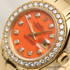 Rolex Lady DateJust Pearlmaster 69298 18K Yellow Gold Diamond Bezel Rare Coral Diamond Dial Second Hand Watch Collectors 4