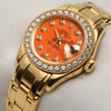 Rolex Lady DateJust Pearlmaster 69298 18K Yellow Gold Diamond Bezel Rare Coral Diamond Dial Second Hand Watch Collectors 5