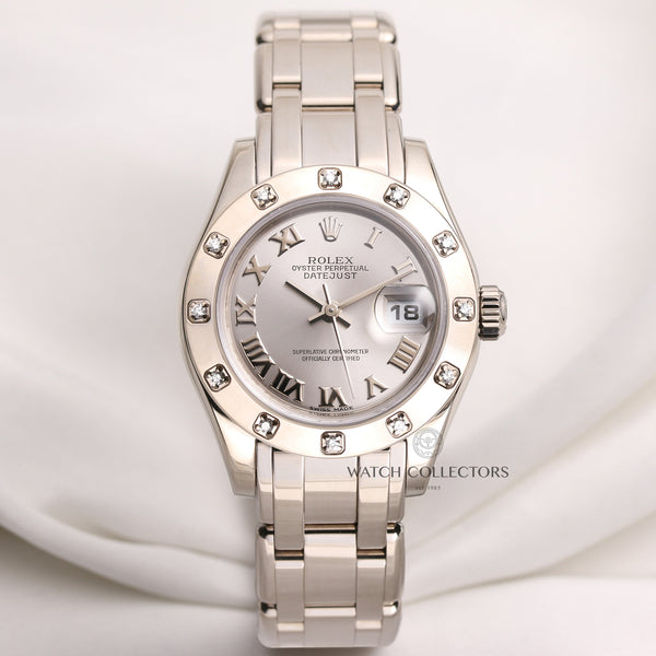 Rolex-Lady-DateJust-Pearlmaster-80299-Diamond-Bezel-18K-White-Gold-Second-Hand-Watch-Collectors-1-1