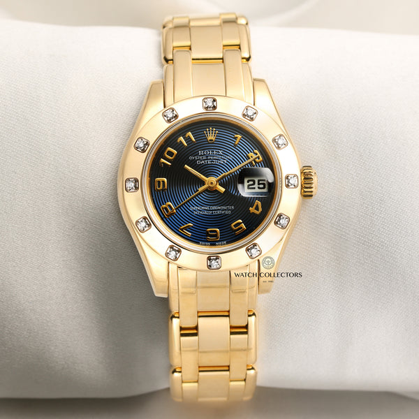 Rolex Lady DateJust Pearlmaster 80318 18K Yellow Gold Diamond Second Hand Watch Collectors 1