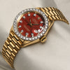 Rolex Lady DateJust Red Steel Diamond Dial Second Hand Watch Collectors 3