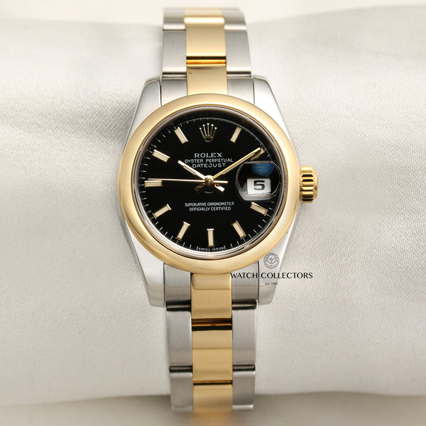 Rolex Lady DateJust Steel & Gold Black Dial Second Hand Watch Collectors 1