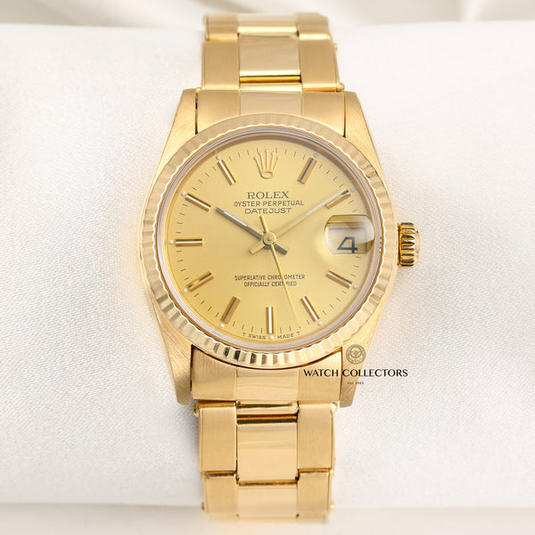 Rolex Mid Size DateJust 68278 18K Yellow Gold Second Hand Watch Collectors 1