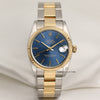 Rolex Mid-Size DateJust Steel & Gold Blue Dial Second Hand Watch Collectors 1