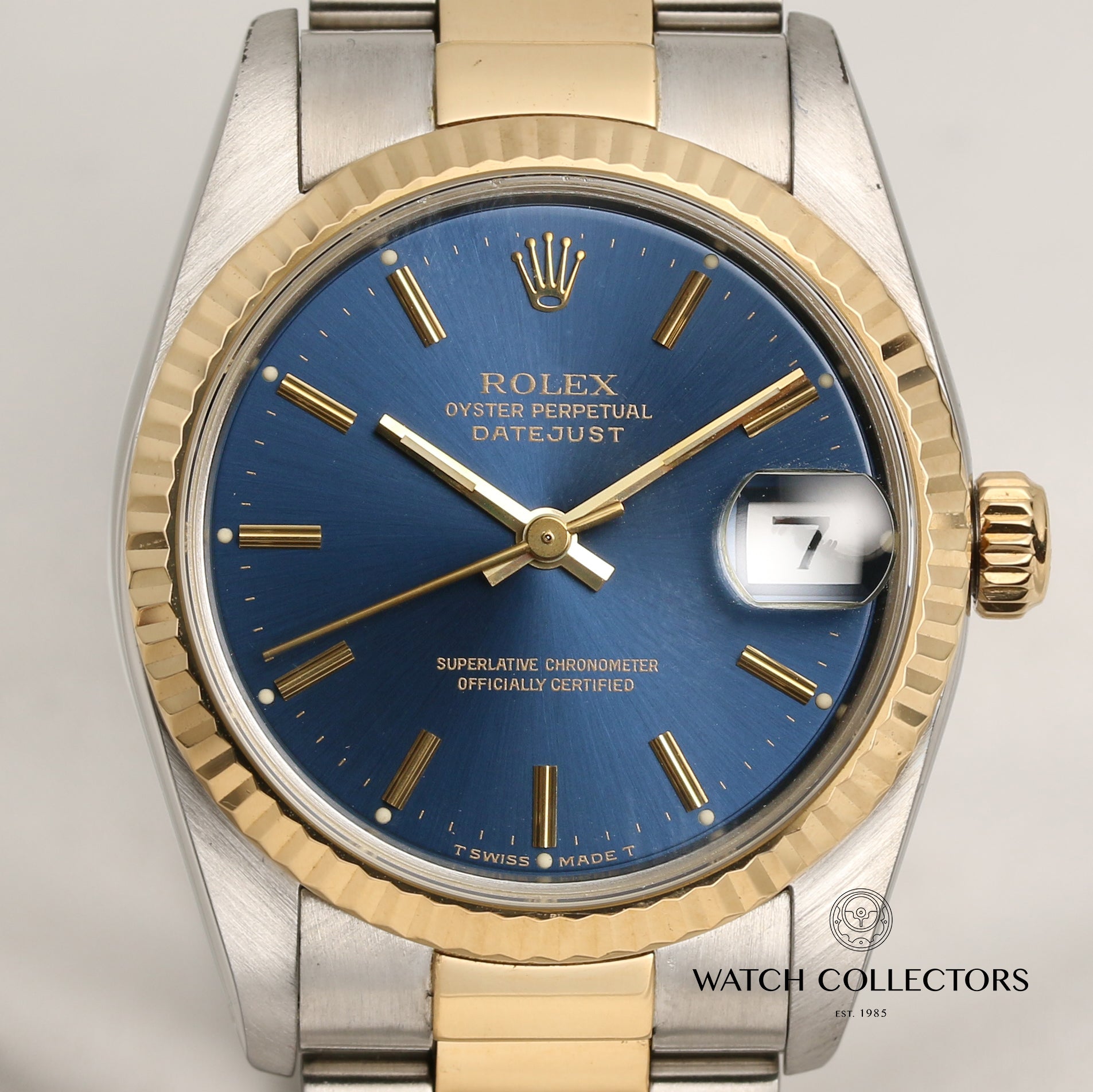 Rolex Mid-Size DateJust Steel & Gold Blue Dial Second Hand Watch Collectors 2