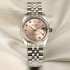 Rolex Midsize 178274 Stainless Steel 18K White Gold Bezel Pink Diamond Dial Second Hand Watch Collectors 1