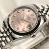 Rolex Midsize 178274 Stainless Steel 18K White Gold Bezel Pink Diamond Dial Second Hand Watch Collectors 4