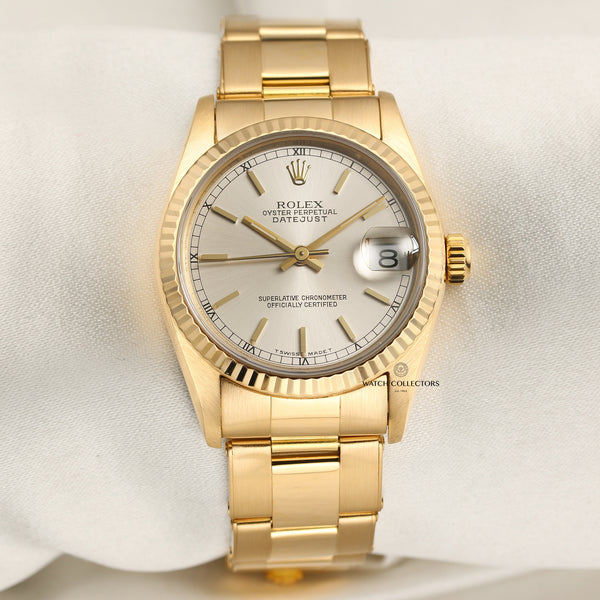 Rolex Midsize DateJust 18K Yellow Gold Second Hand Watch Collectors 1