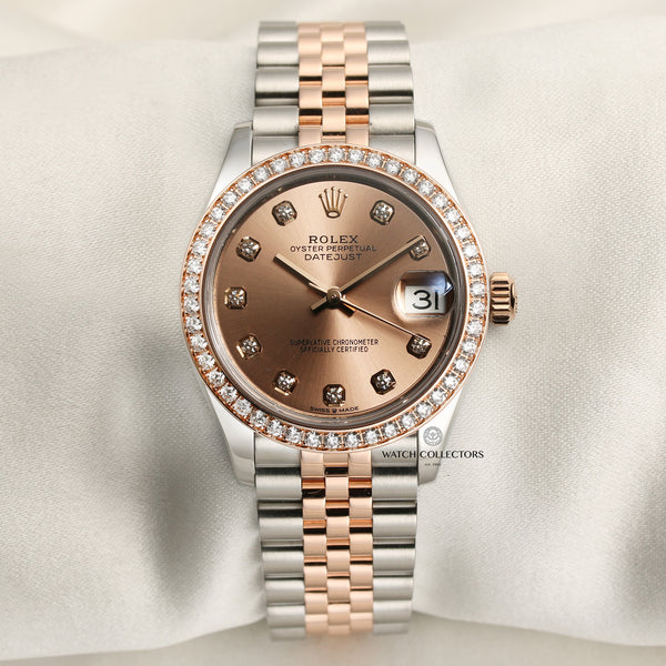 Rolex Midsize DateJust 278381RBR Steel & Rose Gold Diamond Dial & Bezel Second Hand Watch Collectors 1