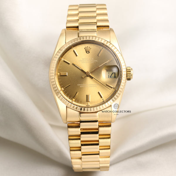 Rolex Midsize DateJust 6827 18K Yellow Gold Copper Dial Second Hand Watch Collectors 1