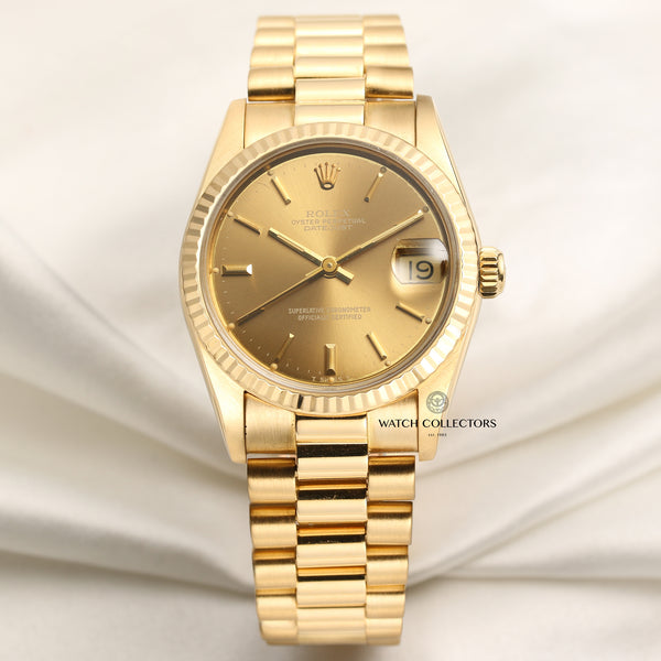 Rolex Midsize DateJust 68278 18K Yellow Gold Copper Dial Second Hand Watch Collectors 1