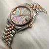 Rolex Midsize DateJust Steel & Rose Gold Black MOP Diamond Second Hand Watch Collectors 3